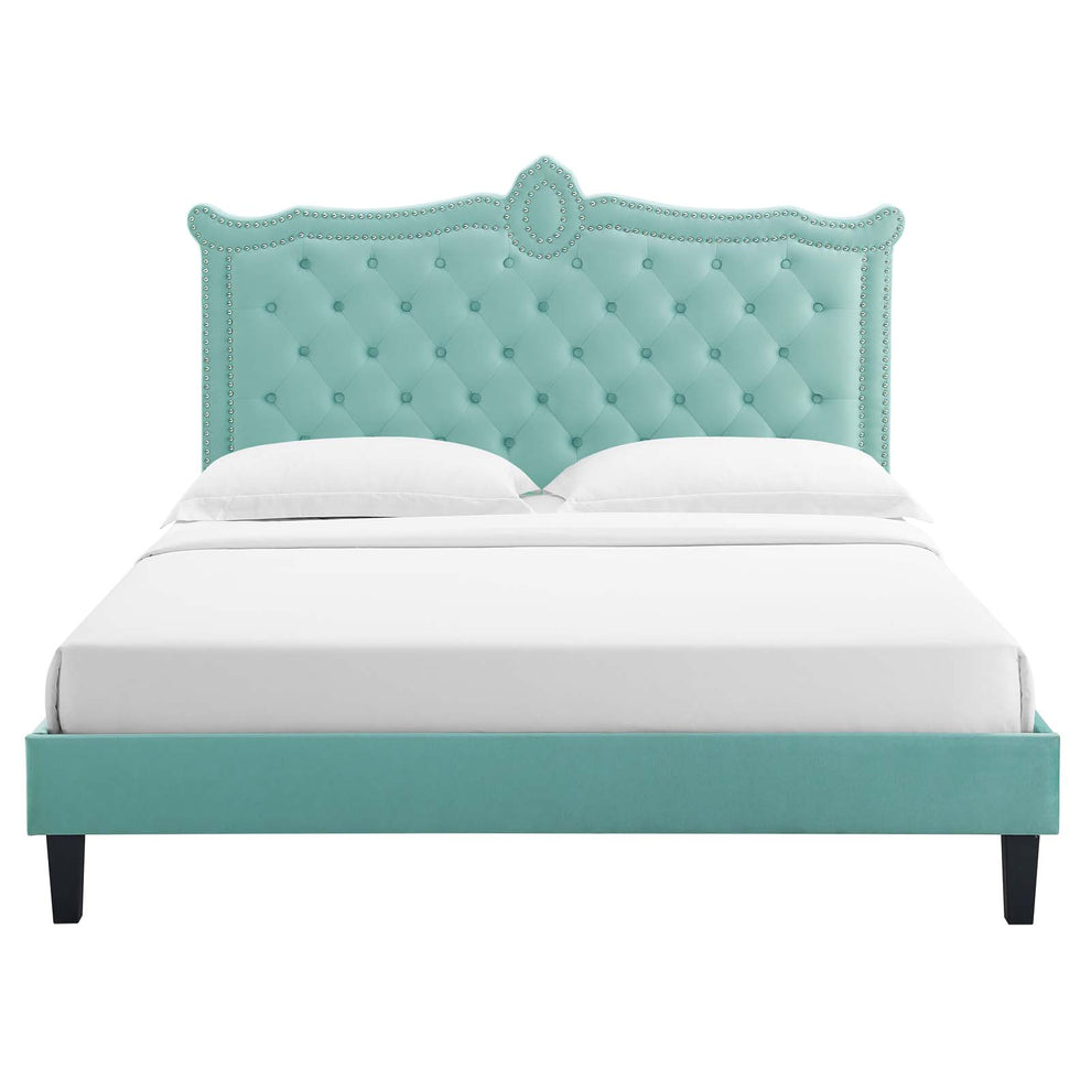 Clara Performance Velvet Queen Platform Bed By Modway - MOD-6594 | Beds | Modishstore - 41