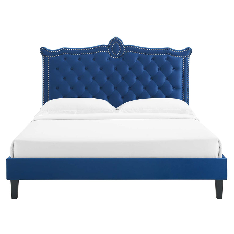 Clara Performance Velvet Queen Platform Bed By Modway - MOD-6594 | Beds | Modishstore - 52
