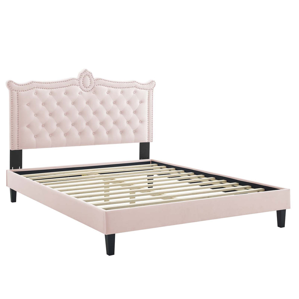 Clara Performance Velvet Queen Platform Bed By Modway - MOD-6594 | Beds | Modishstore - 61