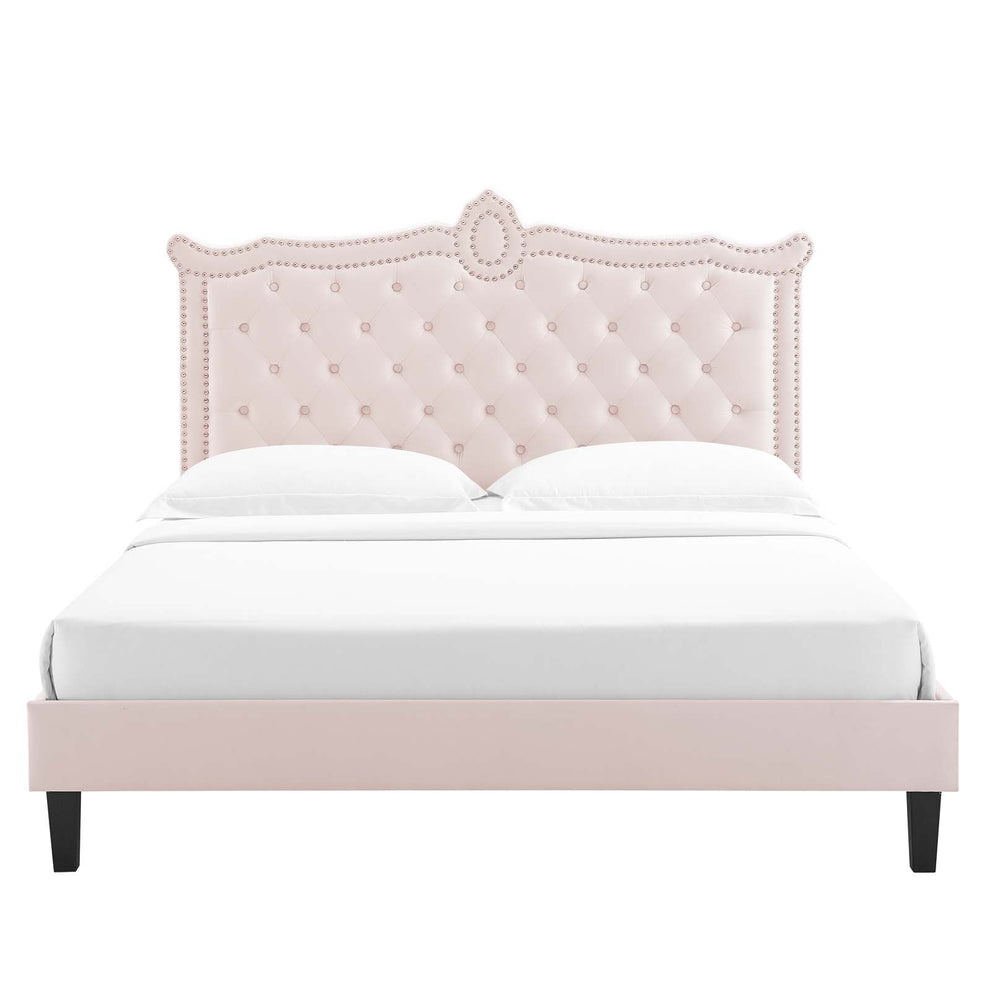 Clara Performance Velvet Queen Platform Bed By Modway - MOD-6594 | Beds | Modishstore - 63