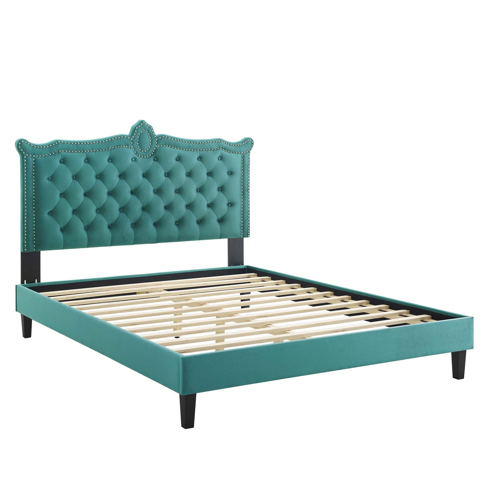 Clara Performance Velvet Queen Platform Bed By Modway - MOD-6594 | Beds | Modishstore - 72
