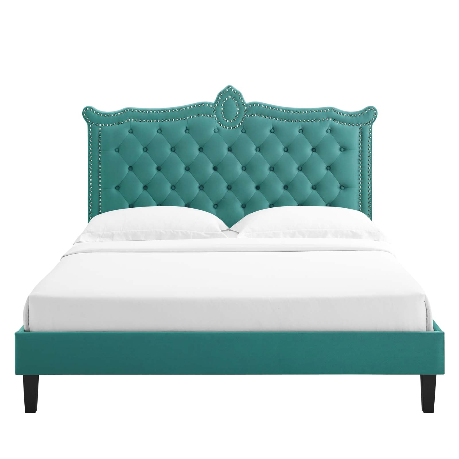 Clara Performance Velvet Queen Platform Bed By Modway - MOD-6594 | Beds | Modishstore - 74