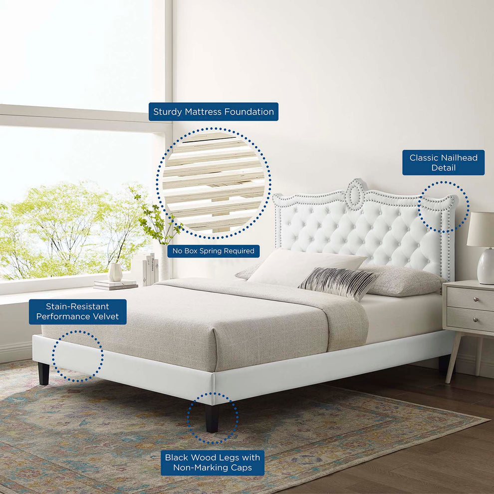 Clara Performance Velvet Queen Platform Bed By Modway - MOD-6594 | Beds | Modishstore - 80