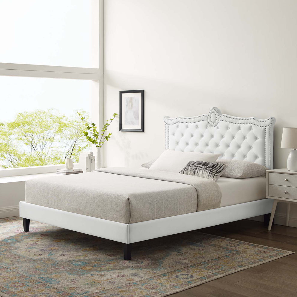 Clara Performance Velvet Queen Platform Bed By Modway - MOD-6594 | Beds | Modishstore - 81