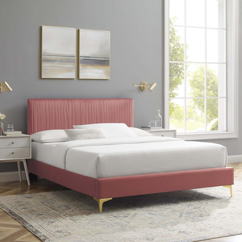 Modway Peyton Performance Velvet Queen Platform Bed - MOD-6595 | Beds | Modishstore - 8