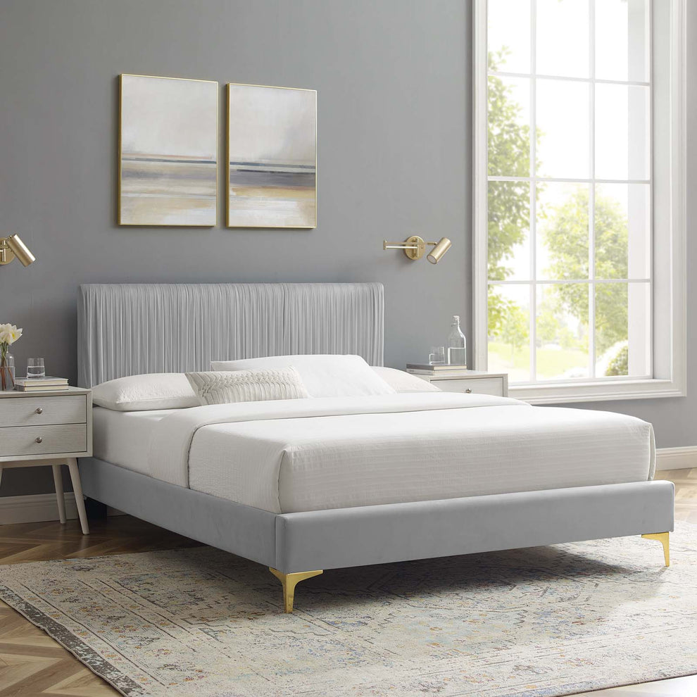Modway Peyton Performance Velvet Queen Platform Bed - MOD-6595 | Beds | Modishstore - 15