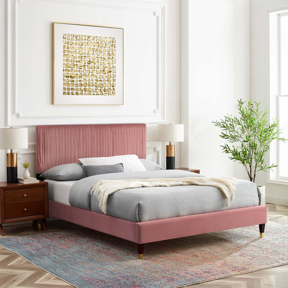 Modway Peyton Performance Velvet Queen Platform Bed - MOD-6596 | Beds | Modishstore - 9