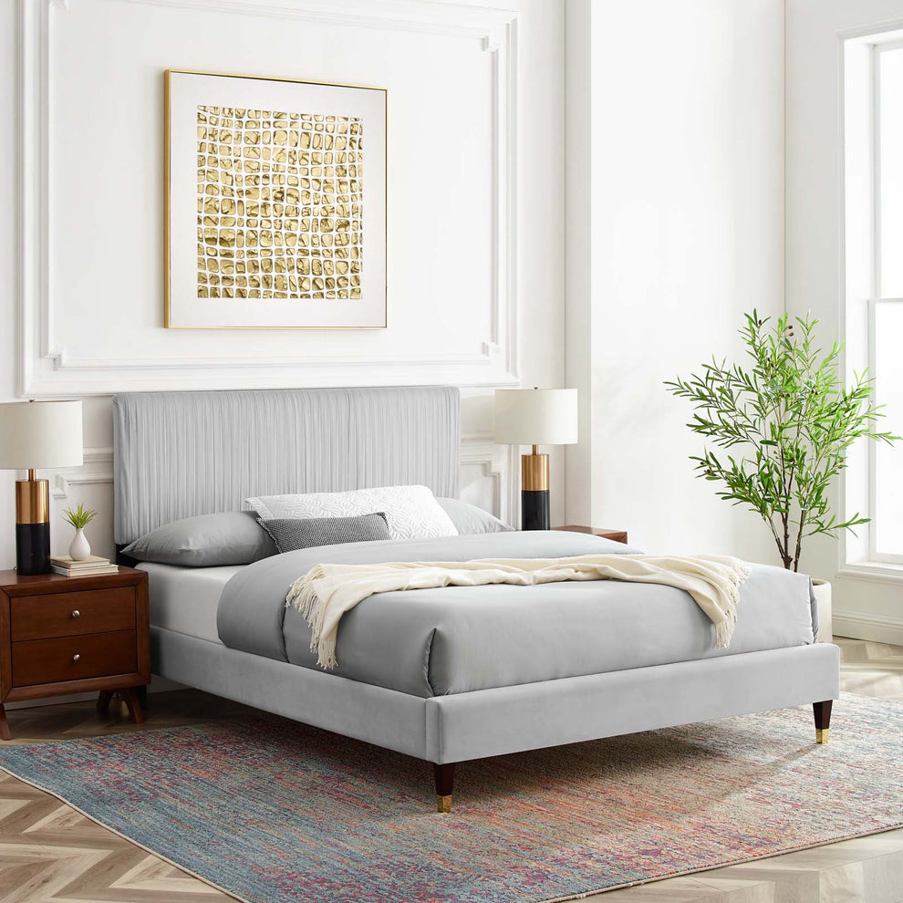 Modway Peyton Performance Velvet Queen Platform Bed - MOD-6596 | Beds | Modishstore - 17