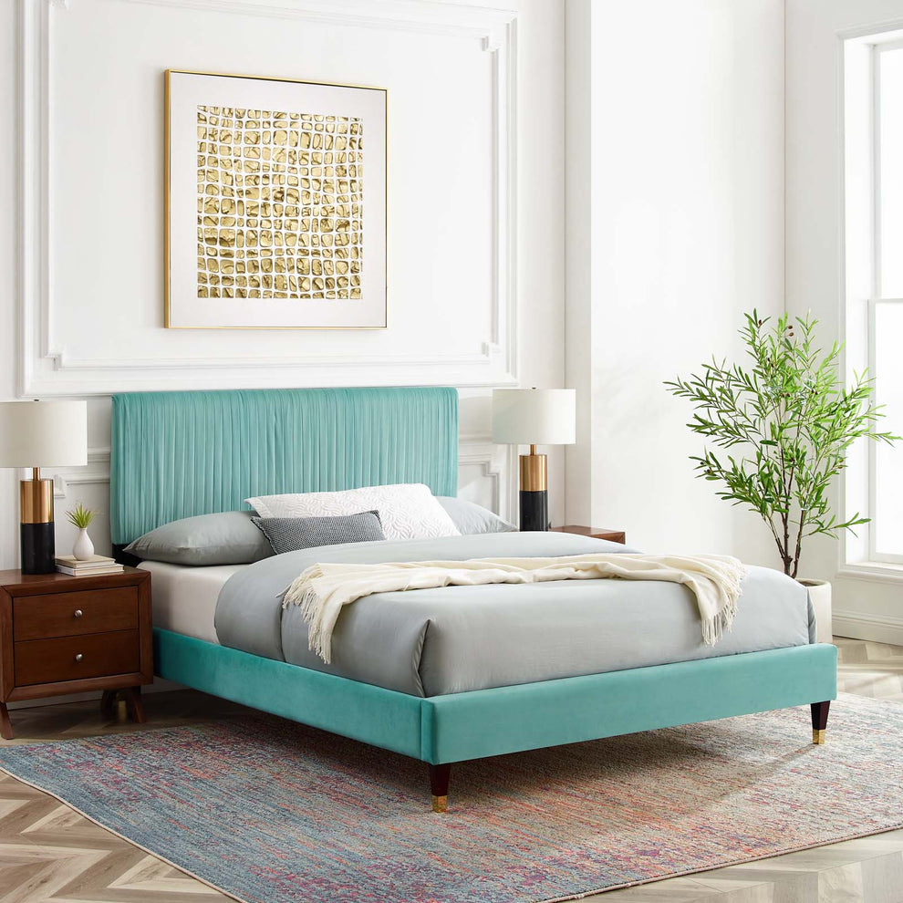 Modway Peyton Performance Velvet Queen Platform Bed - MOD-6596 | Beds | Modishstore - 24