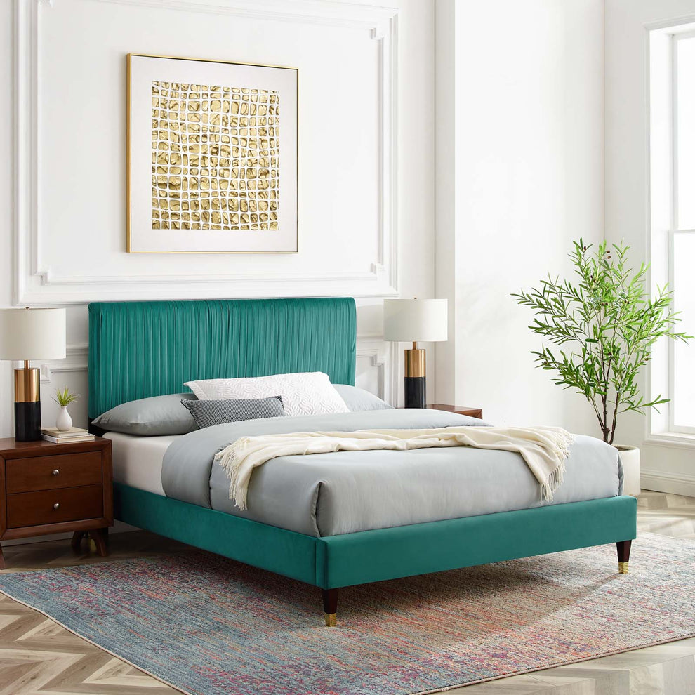 Modway Peyton Performance Velvet Queen Platform Bed - MOD-6596 | Beds | Modishstore - 47
