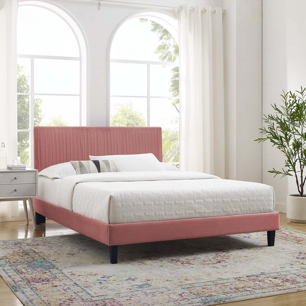 Modway Peyton Performance Velvet Queen Platform Bed - MOD-6597 | Beds | Modishstore - 61