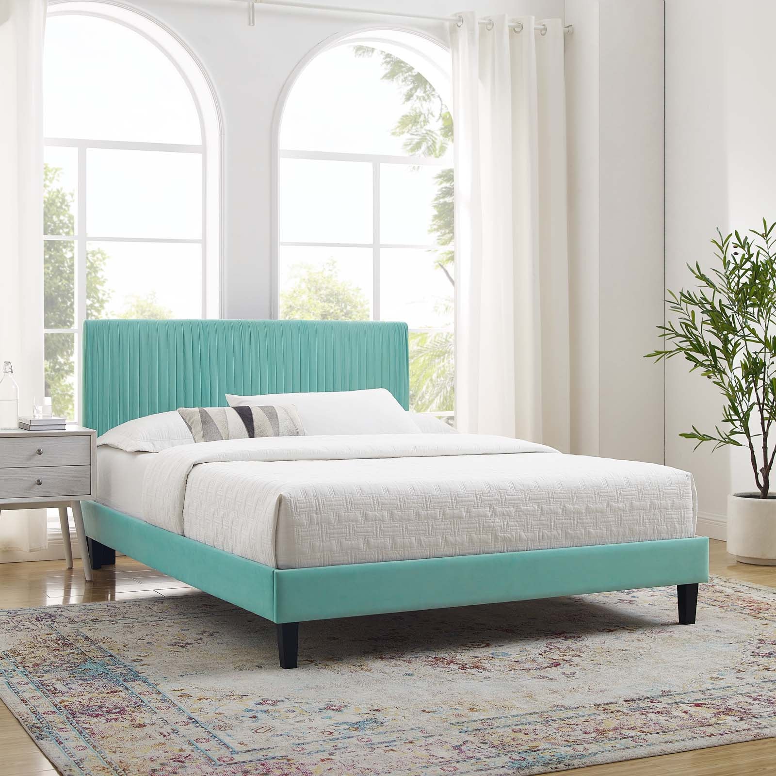 Modway Peyton Performance Velvet Queen Platform Bed - MOD-6597 | Beds | Modishstore - 60