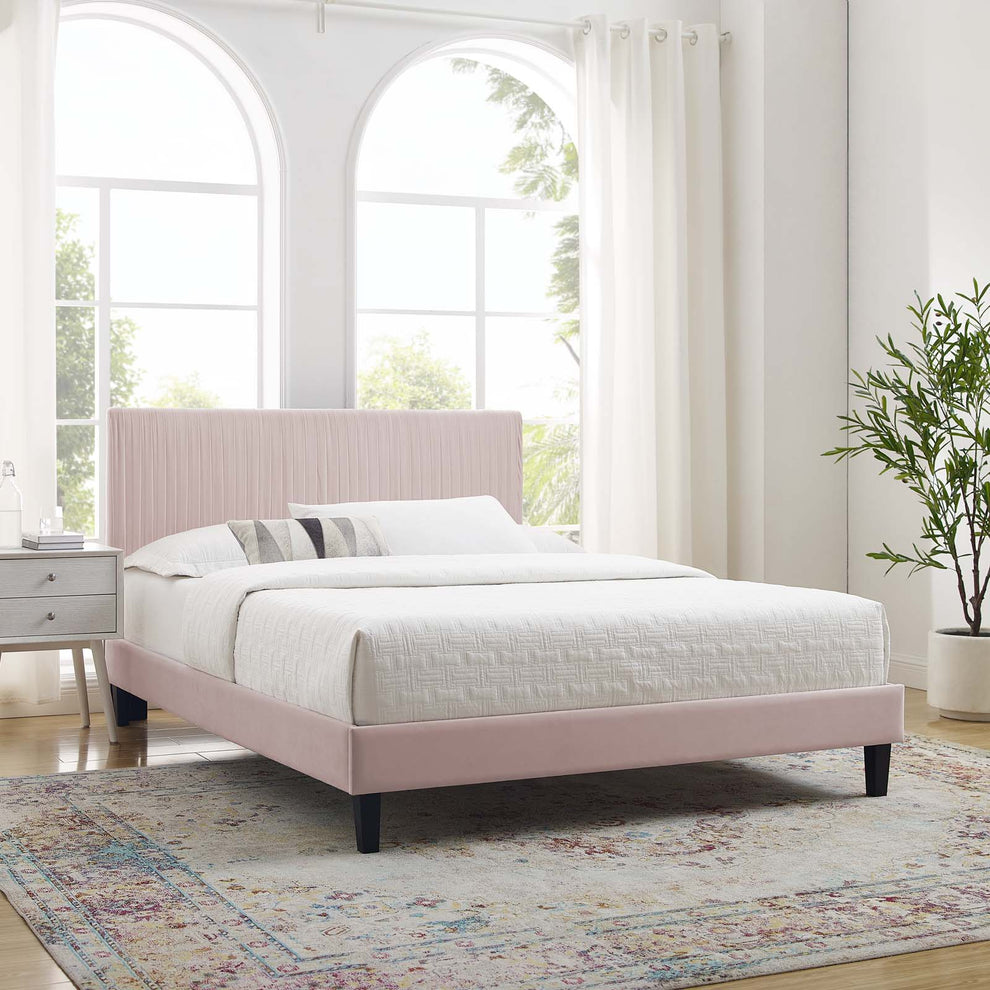Modway Peyton Performance Velvet Queen Platform Bed - MOD-6597 | Beds | Modishstore - 63