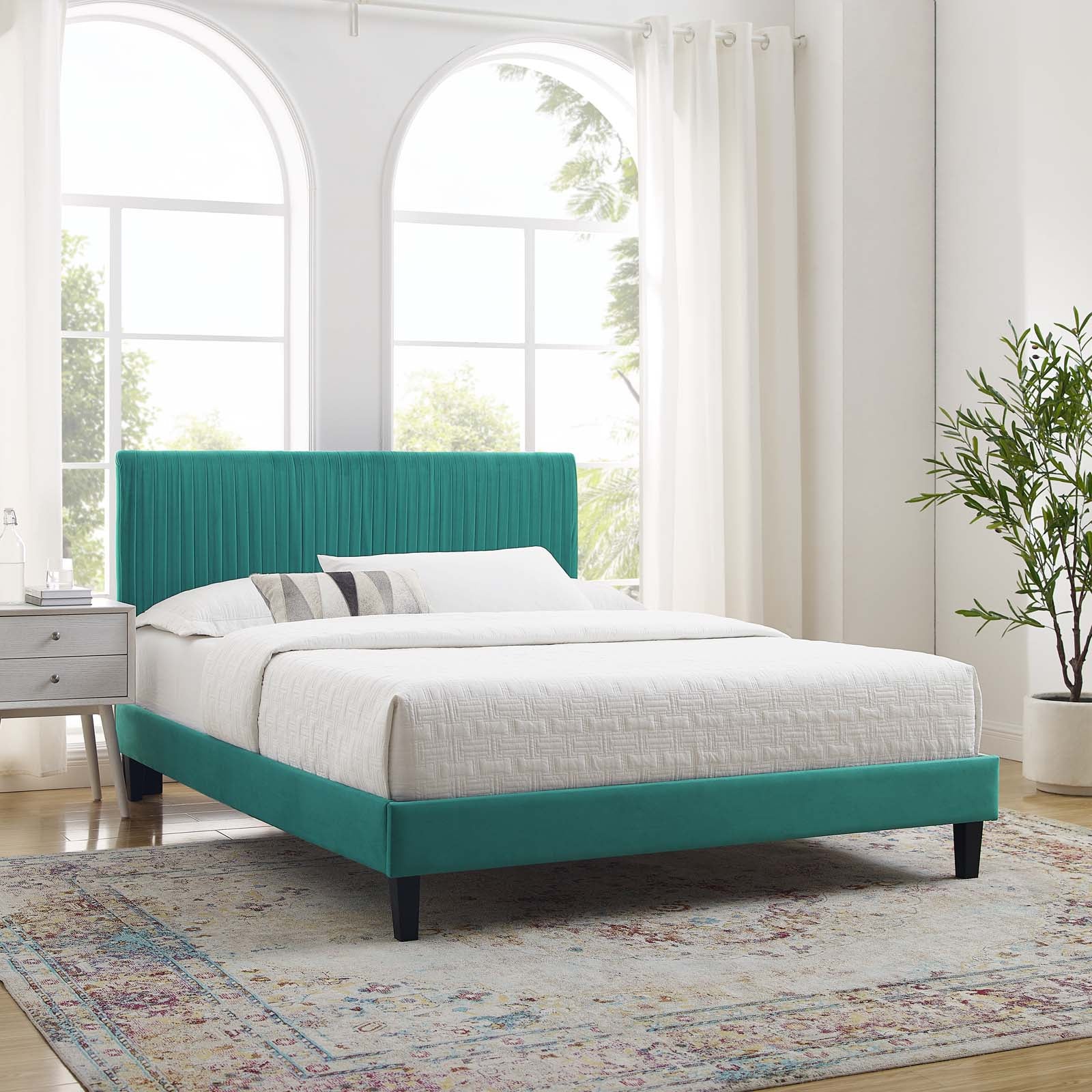 Modway Peyton Performance Velvet Queen Platform Bed - MOD-6597 | Beds | Modishstore - 59