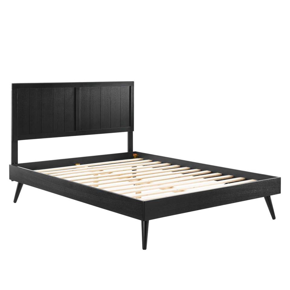 Modway Alana King Wood Platform Bed With Splayed Legs - MOD-6620 in Black Walnut and grey Color  83 inch length 13 piece slat | Beds | Modishstore - 3
