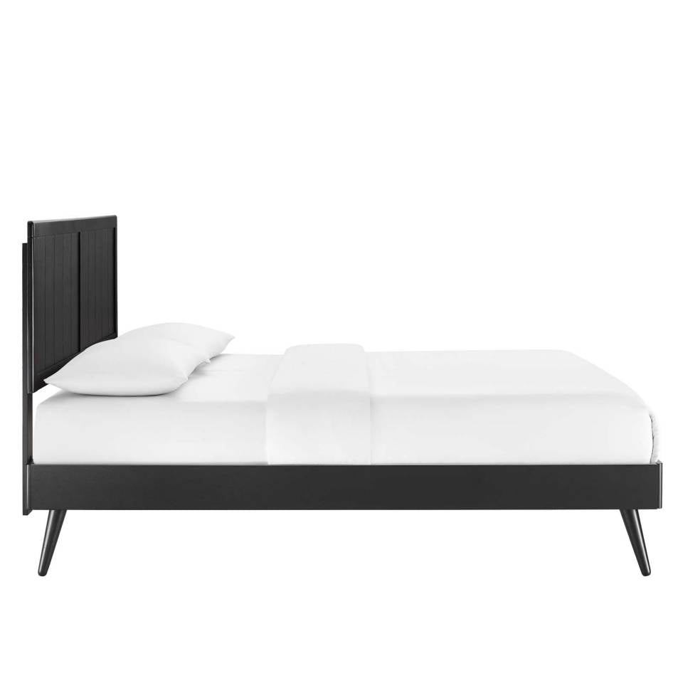 Modway Alana King Wood Platform Bed With Splayed Legs - MOD-6620 in Black Walnut and grey Color  83 inch length 13 piece slat | Beds | Modishstore - 4