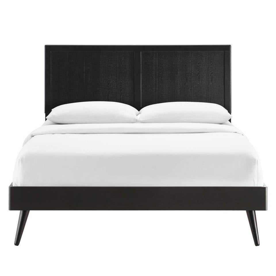Modway Alana King Wood Platform Bed With Splayed Legs - MOD-6620 in Black Walnut and grey Color  83 inch length 13 piece slat | Beds | Modishstore - 5
