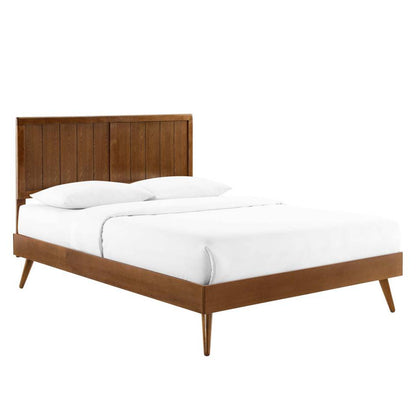 Modway Alana King Wood Platform Bed With Splayed Legs - MOD-6620 in Black Walnut and grey Color  83 inch length 13 piece slat | Beds | Modishstore - 13