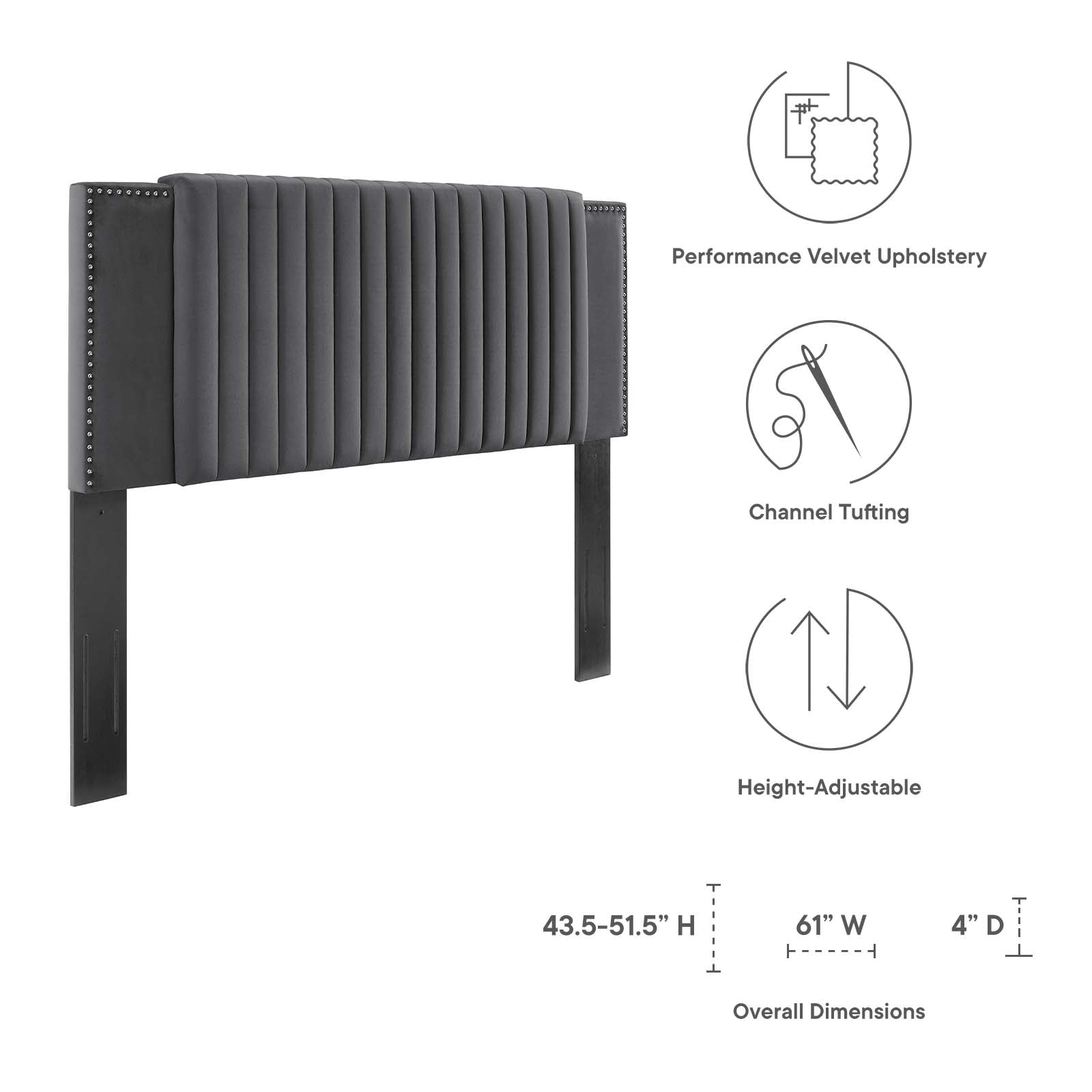 Felicity Channel Tufted Performance Velvet Twin Headboard By Modway - MOD-6661 | Headboards | Modishstore - 5