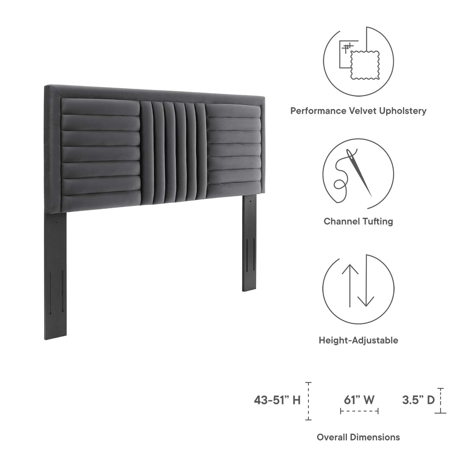 Believe Channel Tufted Performance Velvet Twin Headboard By Modway - MOD-6664 | Headboards | Modishstore - 6