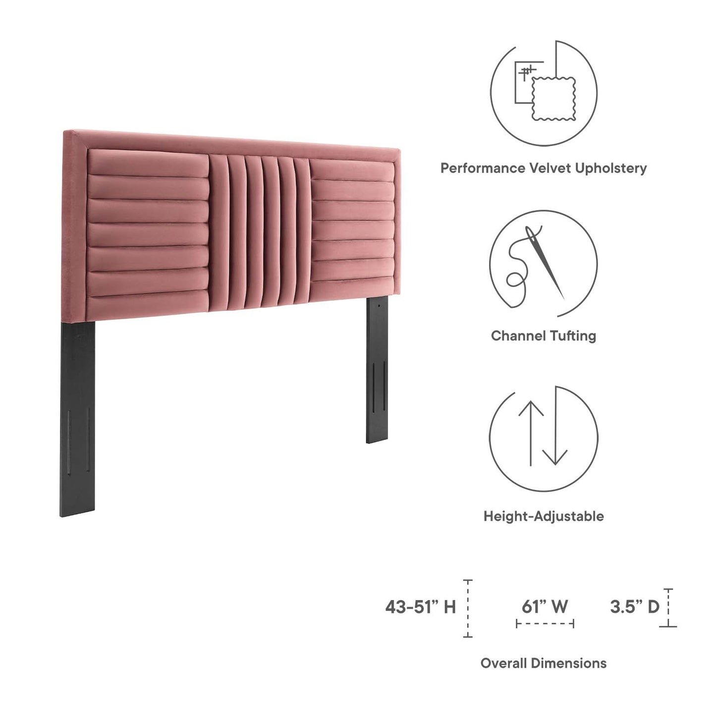 Believe Channel Tufted Performance Velvet Twin Headboard By Modway - MOD-6664 | Headboards | Modishstore - 14