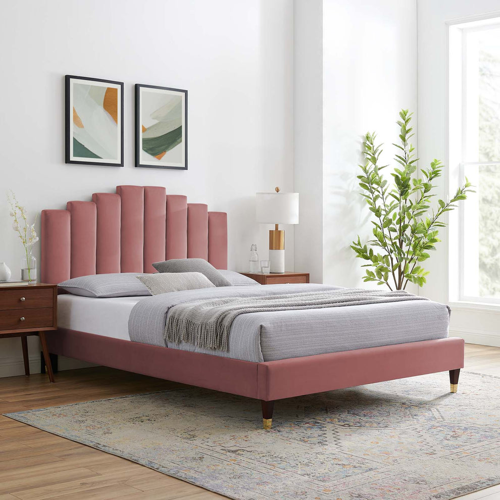 Modway Elise Queen Performance Velvet Platform Bed - MOD-6691 | Beds | Modishstore - 58