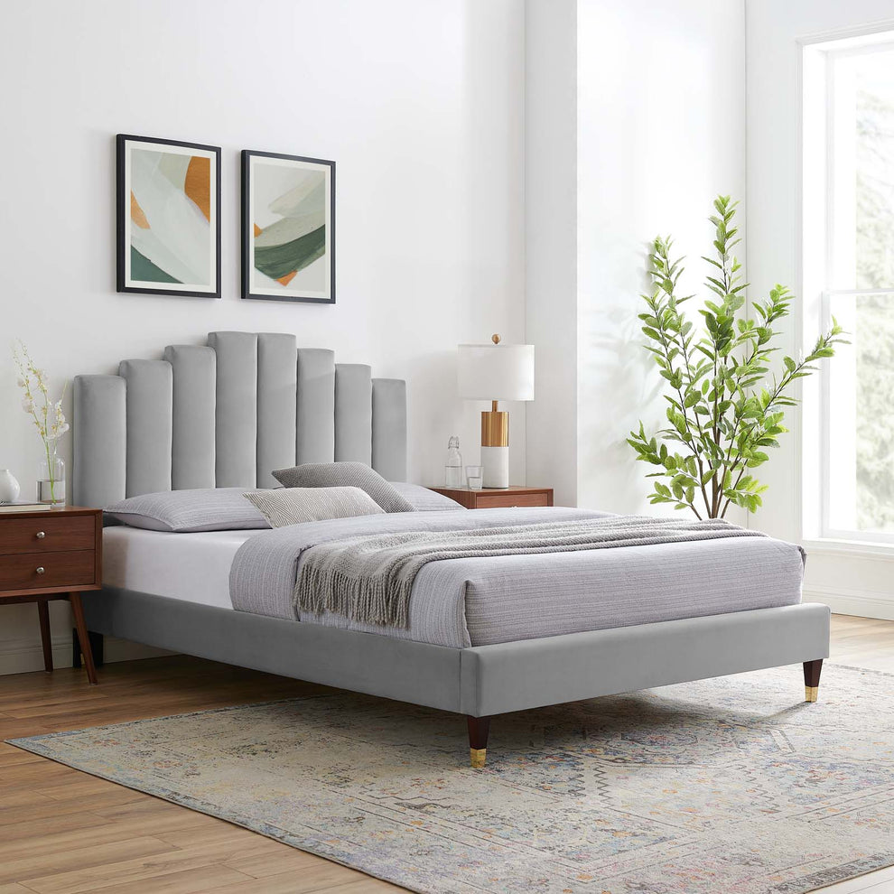 Modway Elise Queen Performance Velvet Platform Bed - MOD-6691 | Beds | Modishstore - 59