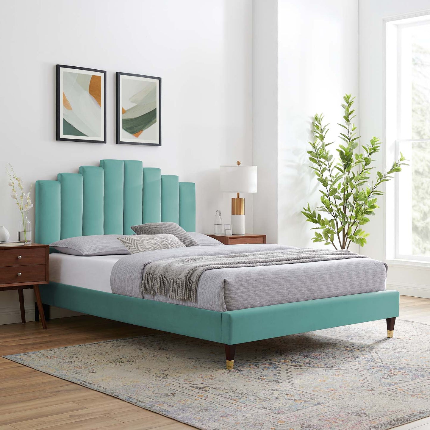Modway Elise Queen Performance Velvet Platform Bed - MOD-6691 | Beds | Modishstore - 60