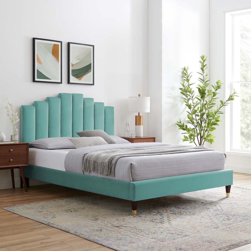 Modway Elise Queen Performance Velvet Platform Bed - MOD-6691 | Beds | Modishstore - 60