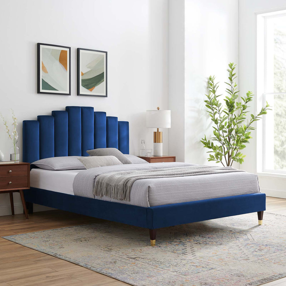 Modway Elise Queen Performance Velvet Platform Bed - MOD-6691 | Beds | Modishstore - 61