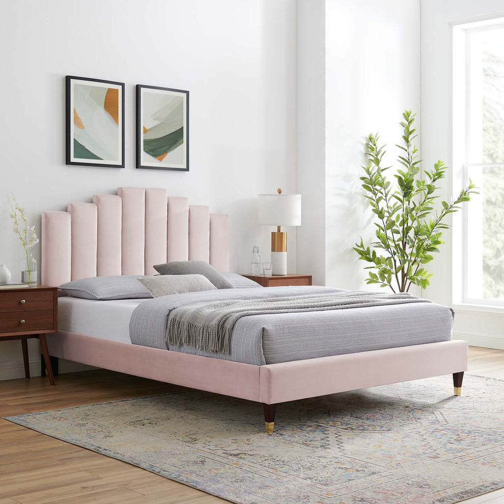 Modway Elise Queen Performance Velvet Platform Bed - MOD-6691 | Beds | Modishstore - 62