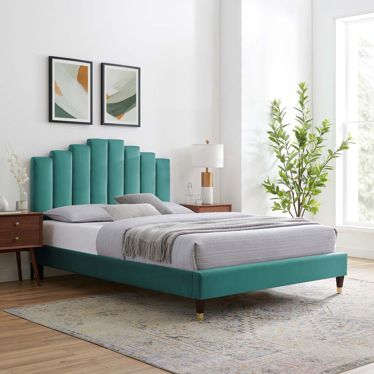 Modway Elise Queen Performance Velvet Platform Bed - MOD-6691 | Beds | Modishstore - 63