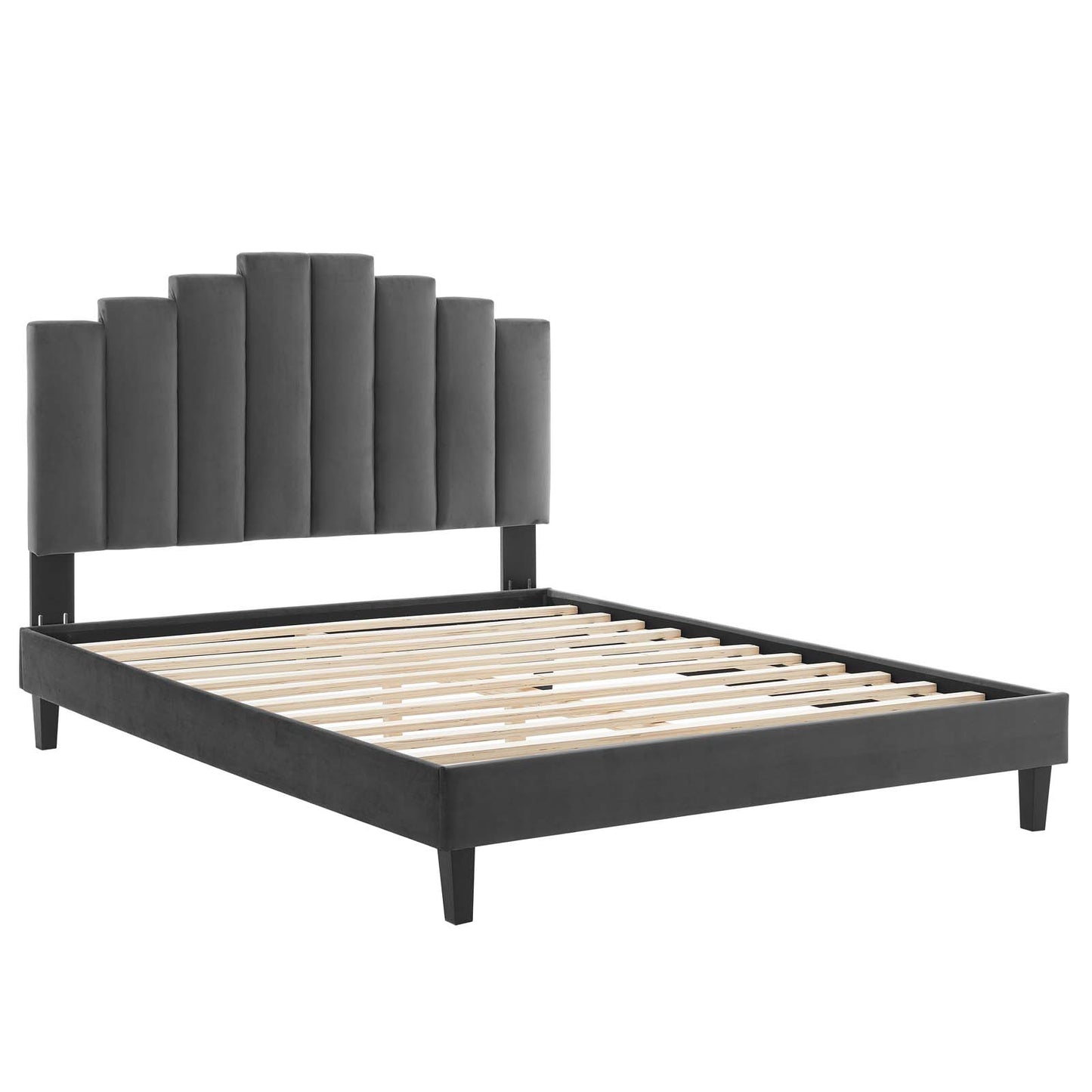 Modway Elise Queen Performance Velvet Platform Bed | Beds | Modishstore-3