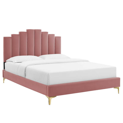 Modway Elise Queen Performance Velvet Platform Bed | Beds | Modishstore-9