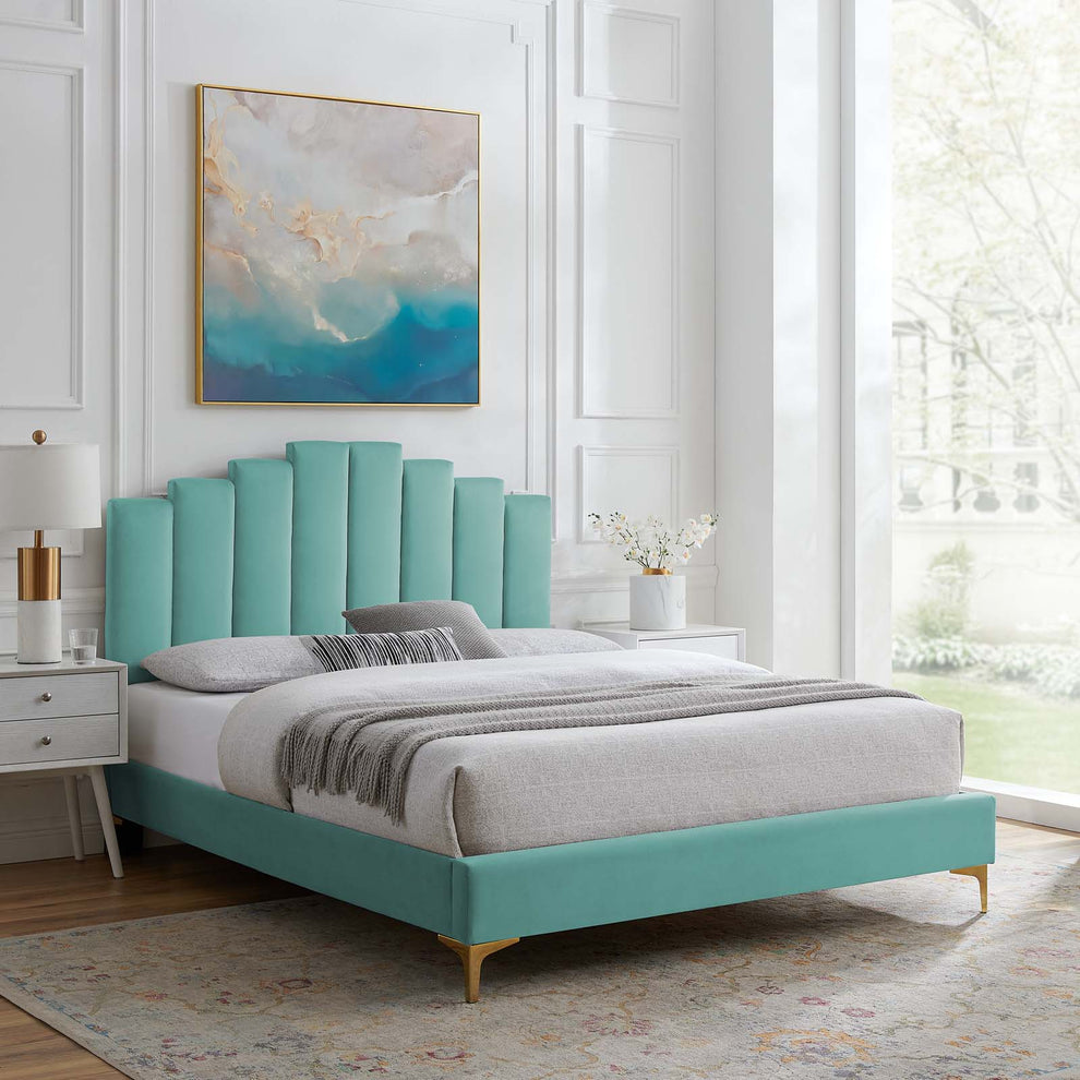 Modway Elise Queen Performance Velvet Platform Bed - MOD-6693 | Beds | Modishstore - 60