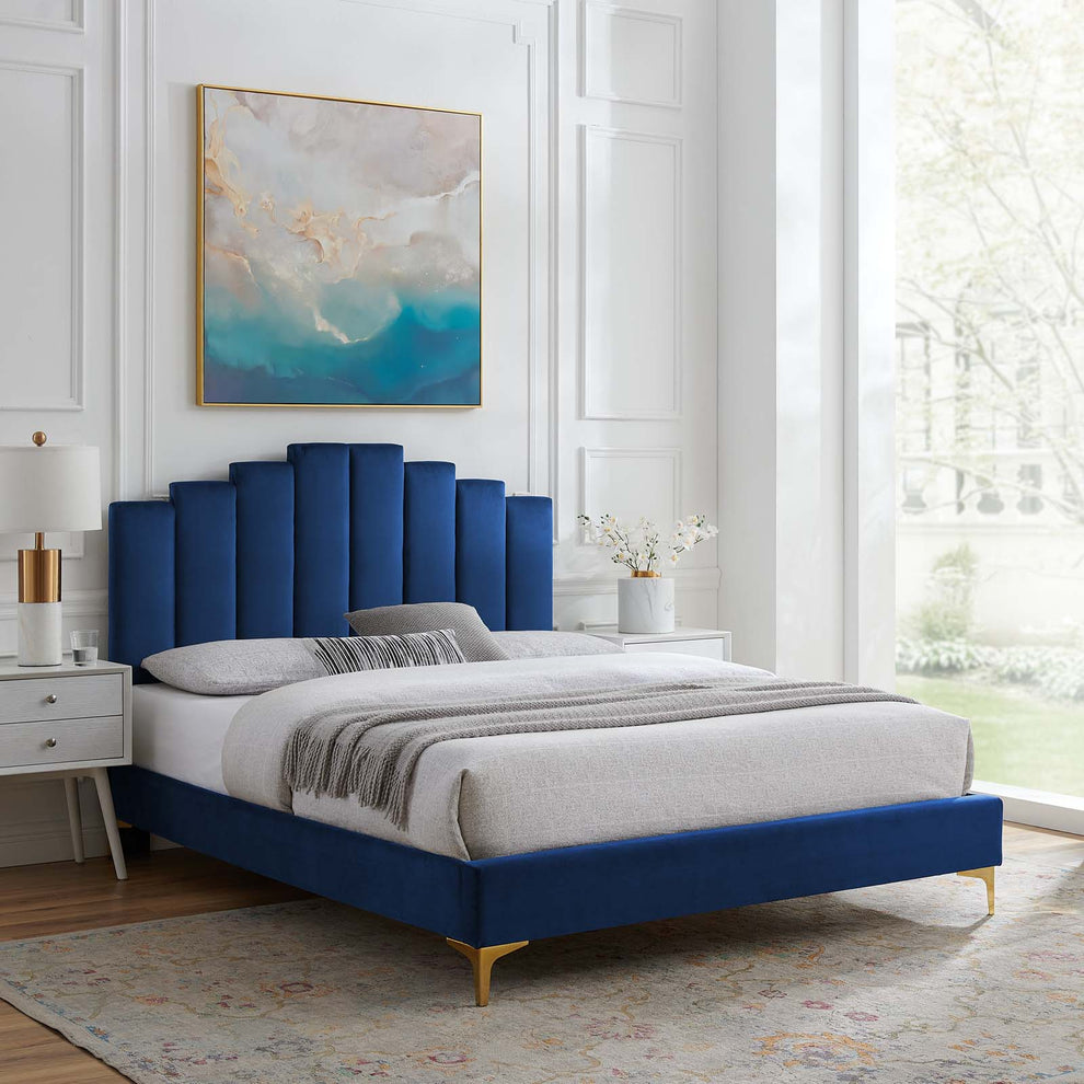 Modway Elise Queen Performance Velvet Platform Bed - MOD-6693 | Beds | Modishstore - 61