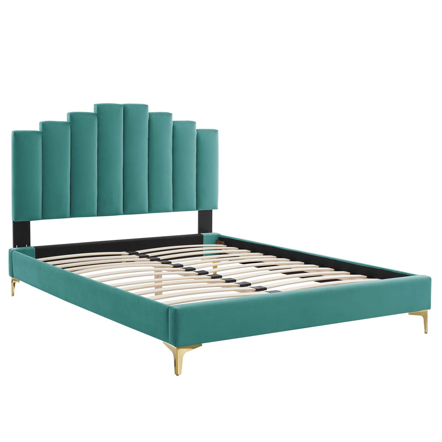 Modway Elise Queen Performance Velvet Platform Bed | Beds | Modishstore-45