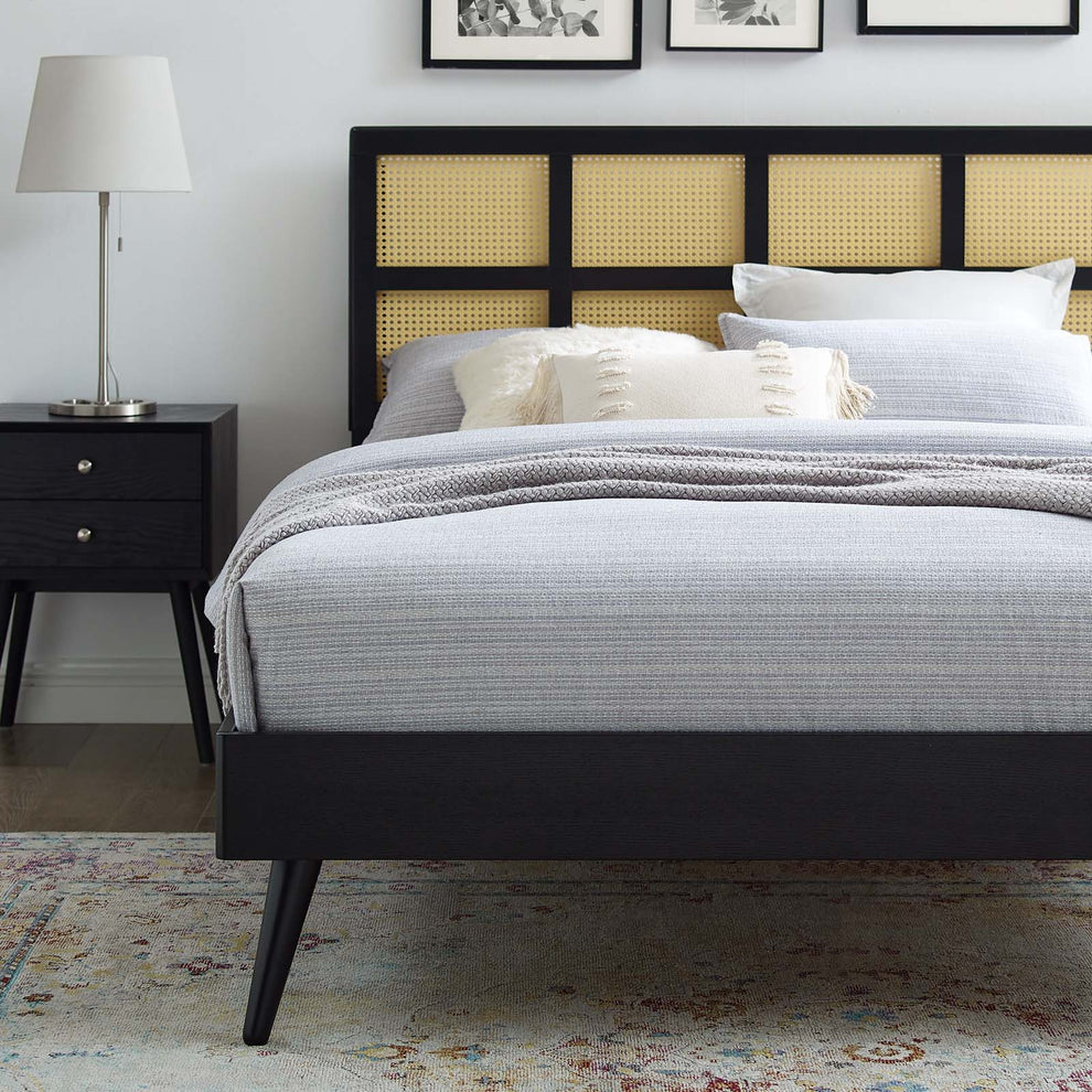 Sidney Cane and Wood King Platform Bed With Splayed Legs By Modway - MOD-6694 | Beds | Modishstore - 1