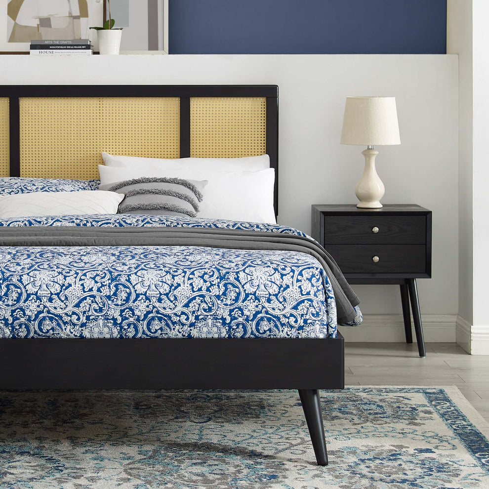 Kelsea Cane and Wood Full Platform Bed With Splayed Legs By Modway - MOD-6696 | Beds | Modishstore - 1