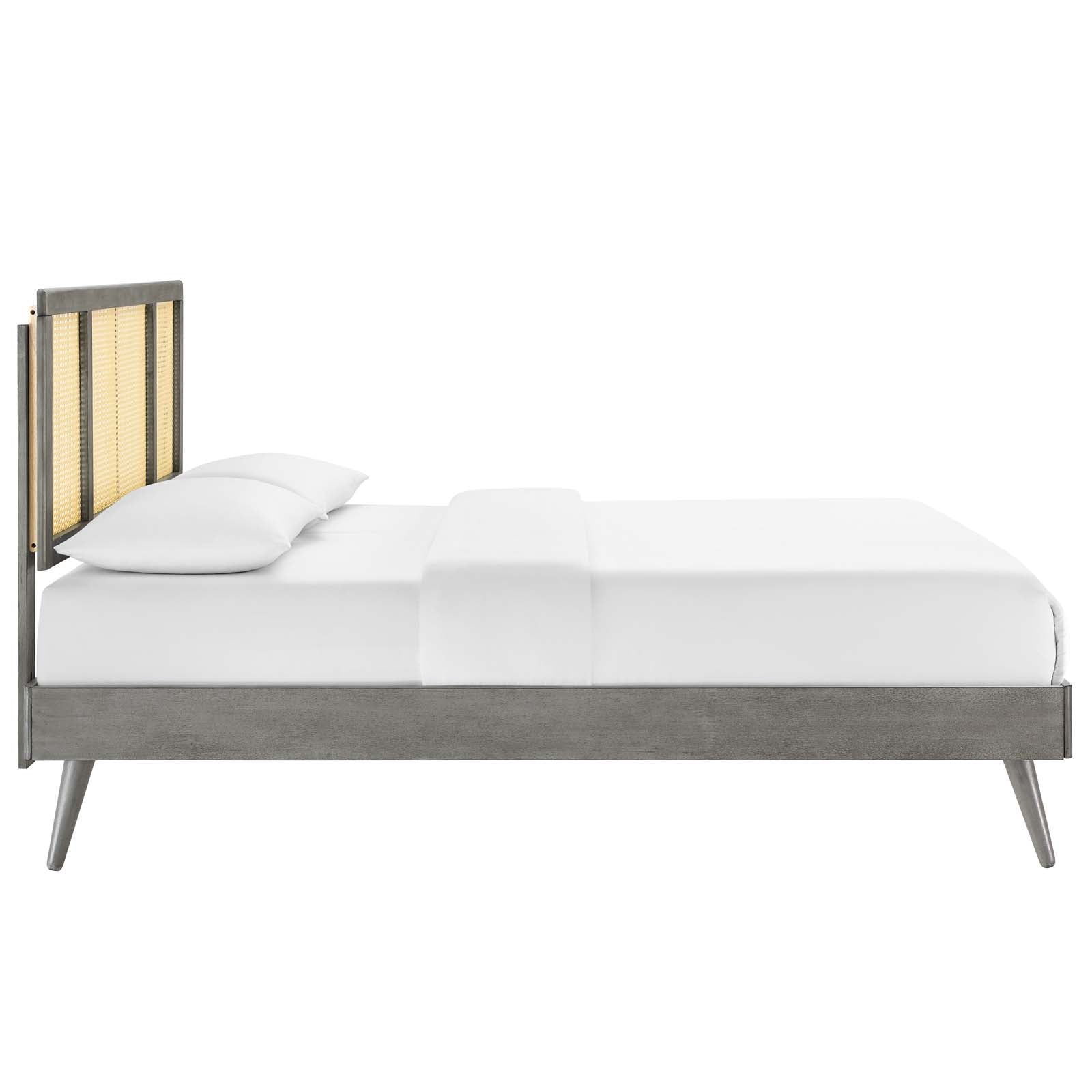 Kelsea Cane and Wood Full Platform Bed With Splayed Legs By Modway - MOD-6696 | Beds | Modishstore - 9