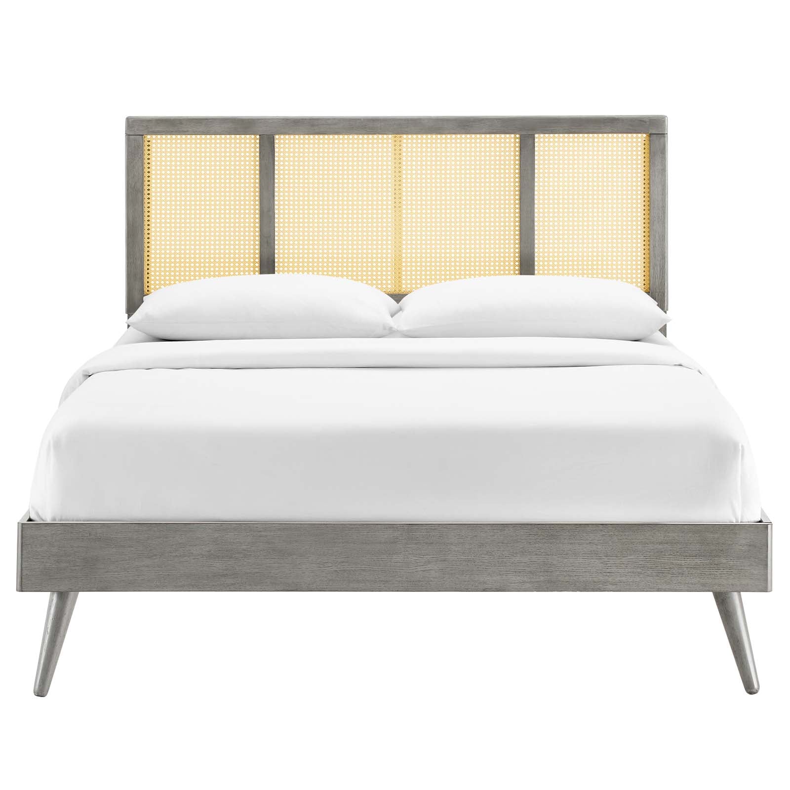 Kelsea Cane and Wood Full Platform Bed With Splayed Legs By Modway - MOD-6696 | Beds | Modishstore - 10