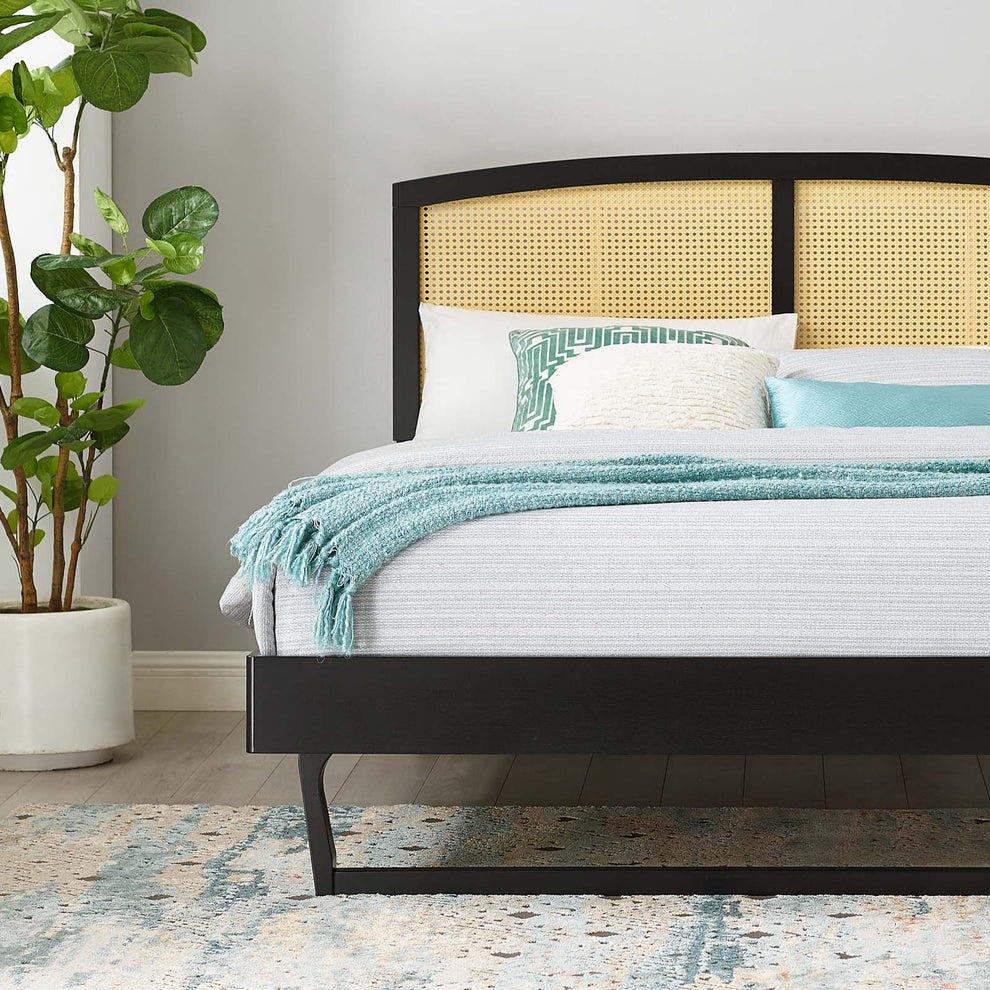 Sierra Cane and Wood Full Platform Bed With Angular Legs By Modway - MOD-6699 | Beds | Modishstore - 1