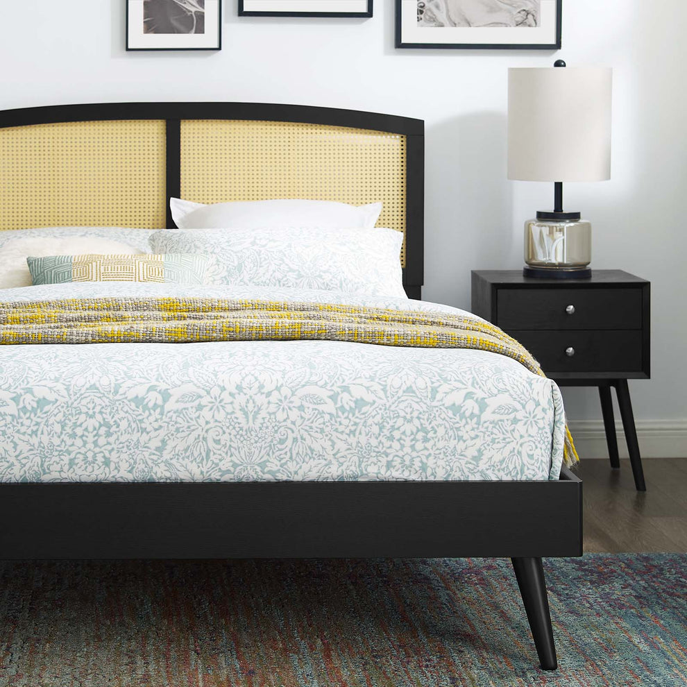 Sierra Cane and Wood King Platform Bed With Splayed Legs By Modway - MOD-6702 | Beds | Modishstore - 1