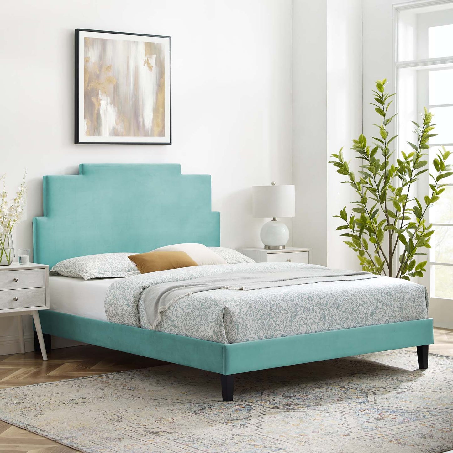 Modway Lindsey Performance Velvet Queen Platform Bed - MOD-6705 | Beds | Modishstore - 61