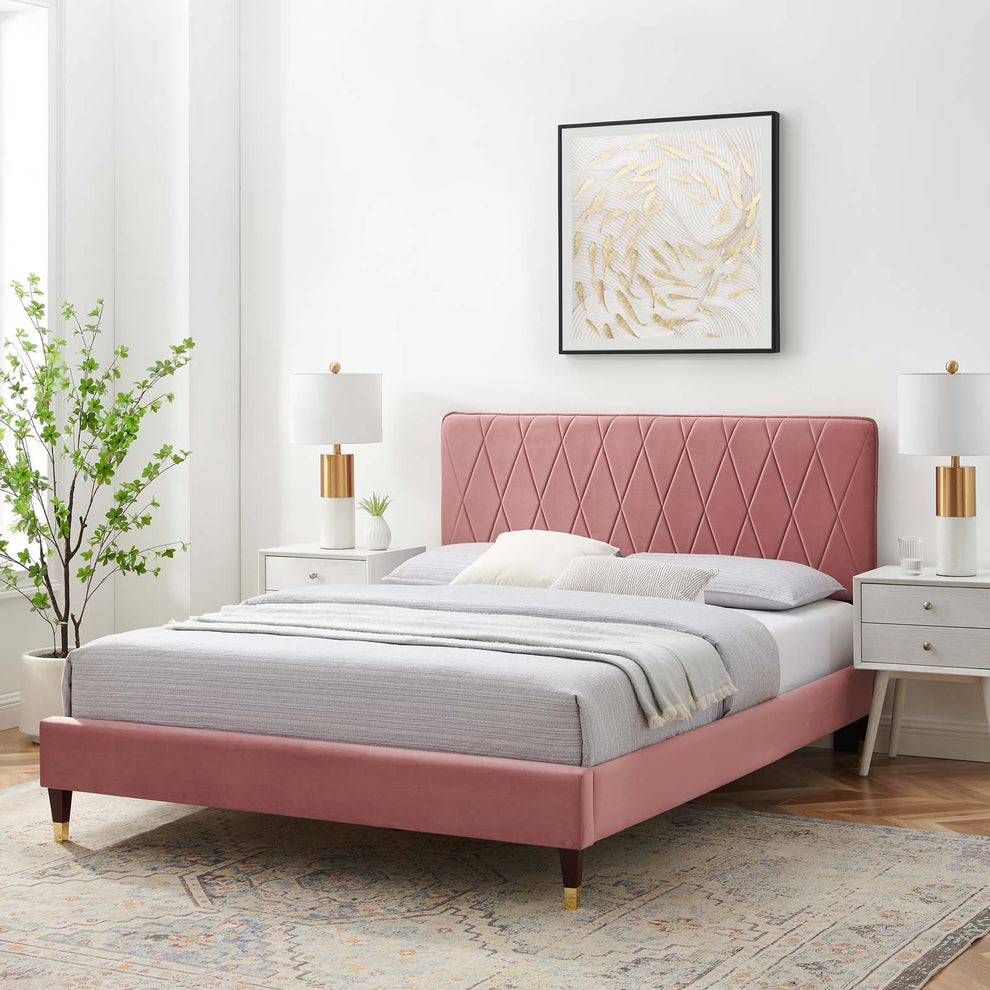 Modway Phillipa Performance Velvet Queen Platform Bed - MOD-6707 | Beds | Modishstore - 59