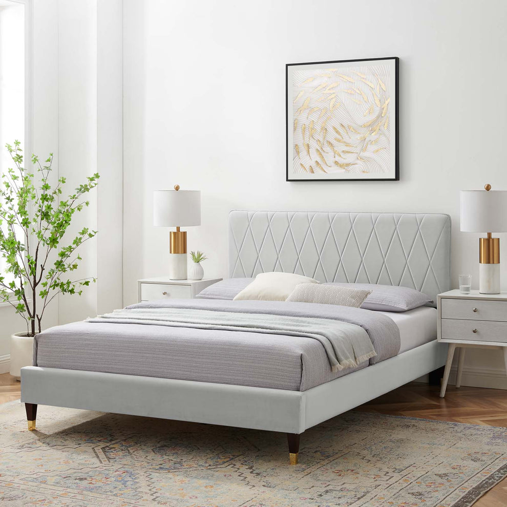 Modway Phillipa Performance Velvet Queen Platform Bed - MOD-6707 | Beds | Modishstore - 62