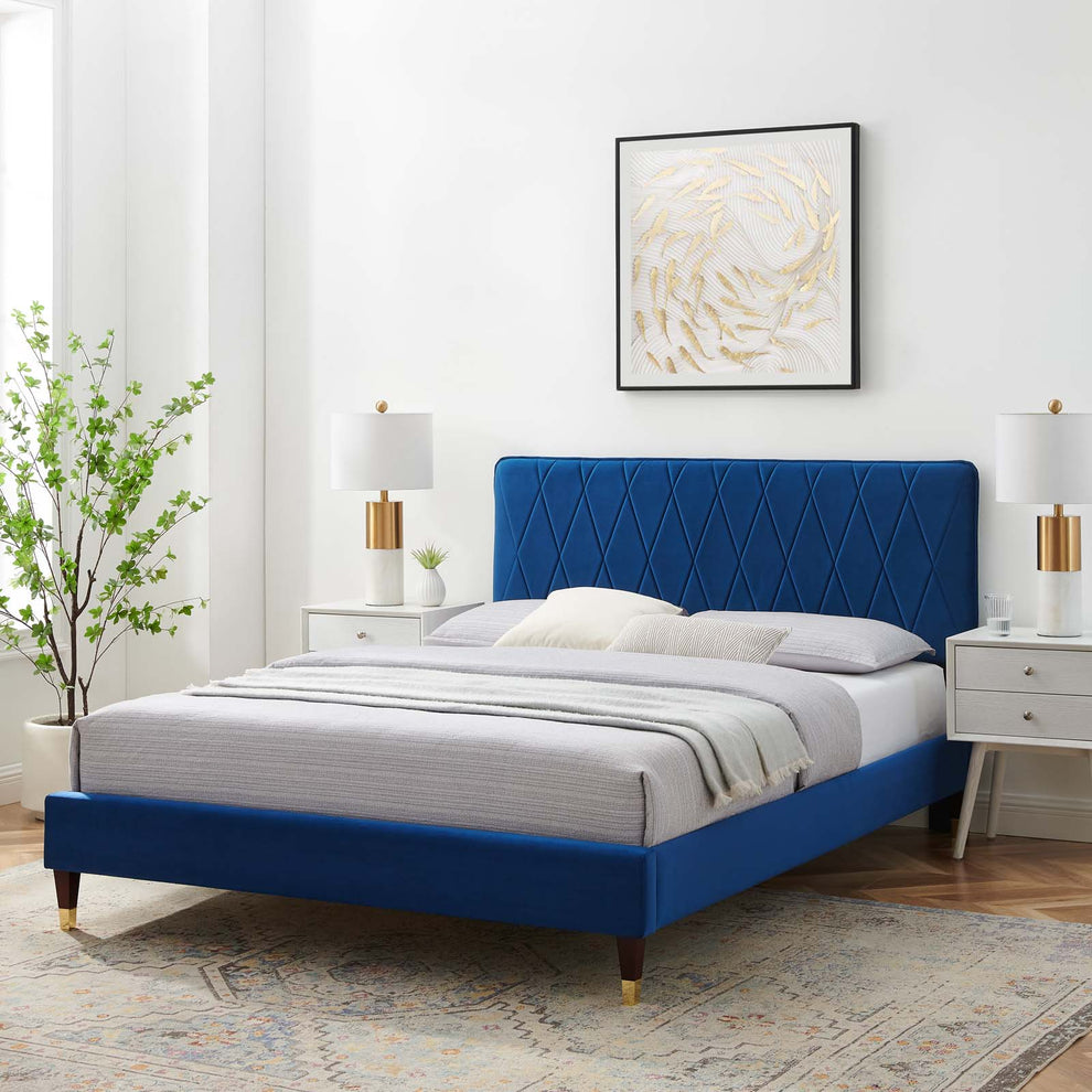 Modway Phillipa Performance Velvet Queen Platform Bed - MOD-6707 | Beds | Modishstore - 58