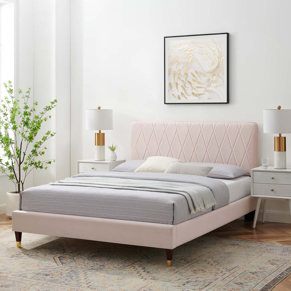Modway Phillipa Performance Velvet Queen Platform Bed - MOD-6707 | Beds | Modishstore - 63