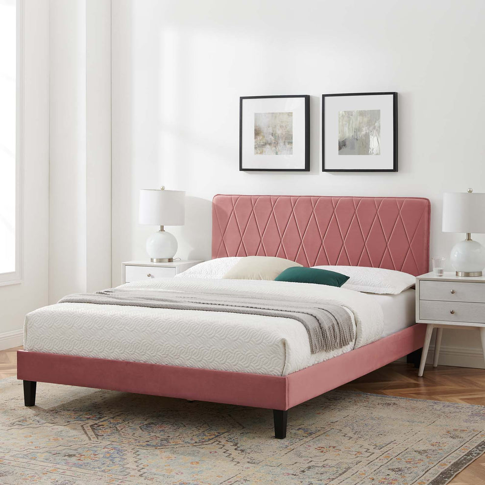 Modway Phillipa Performance Velvet Queen Platform Bed - MOD-6708 | Beds | Modishstore - 63