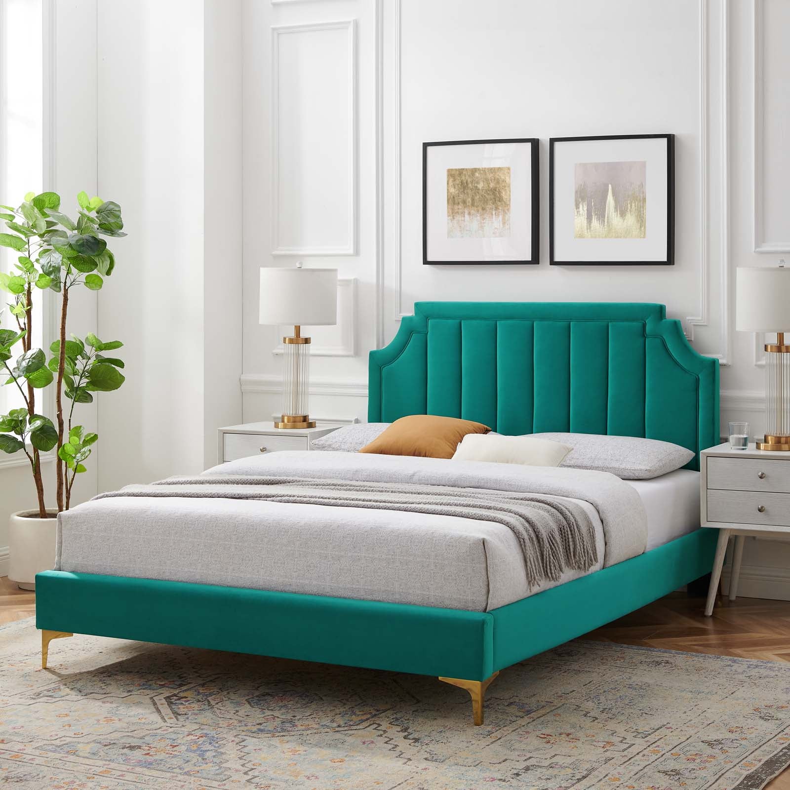 Modway Sienna Performance Velvet Queen Platform Bed - MOD-6712 | Beds | Modishstore - 64